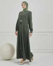 Yanları Pileli Ferace Haki | 2106-9