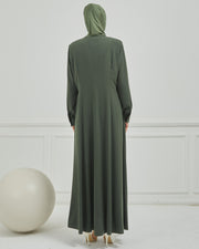 Yanları Pileli Ferace Haki | 2106-9