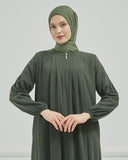 Önü Pileli Sade Ferace Haki | 21049