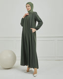 Önü Pileli Sade Ferace Haki | 21049