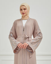Omzu Nakışlı Abaya Ferace Vizon | 12006-23