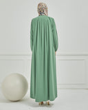 Önü Pileli Sade Ferace Su Yeşili | 210415