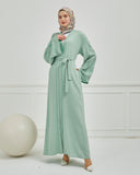 Omzu Nakışlı Abaya Ferace Su Yeşili | 1200615