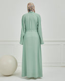 Omzu Nakışlı Abaya Ferace Su Yeşili | 1200615