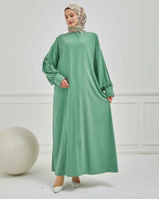 Oversize Bol Kesim Sade Ferace Su Yeşili | 2108-15