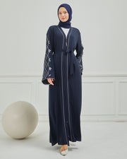 Omzu Nakışlı Abaya Ferace Lacivert | 12006-5