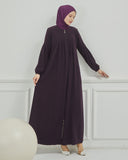 Önü Pileli Sade Ferace Mürdüm | 21048