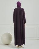 Önü Pileli Sade Ferace Mürdüm | 21048