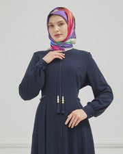 Yanları Pileli Ferace Lacivert | 2106-5