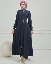 Yanları Pileli Ferace Lacivert | 2106-5