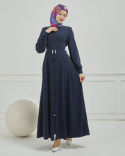 Yanları Pileli Ferace Lacivert | 2106-5