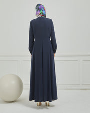 Yanları Pileli Ferace Lacivert | 2106-5