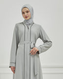 Biye Detaylı Abaya Ferace Gri | 2067024