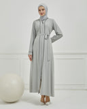 Biye Detaylı Abaya Ferace Gri | 2067024