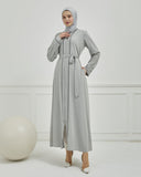 Biye Detaylı Abaya Ferace Gri | 2067024