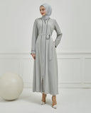 Biye Detaylı Abaya Ferace Gri | 2067024