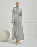 Biye Detaylı Abaya Ferace Gri | 2067024