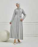 Biye Detaylı Abaya Ferace Gri | 2067024