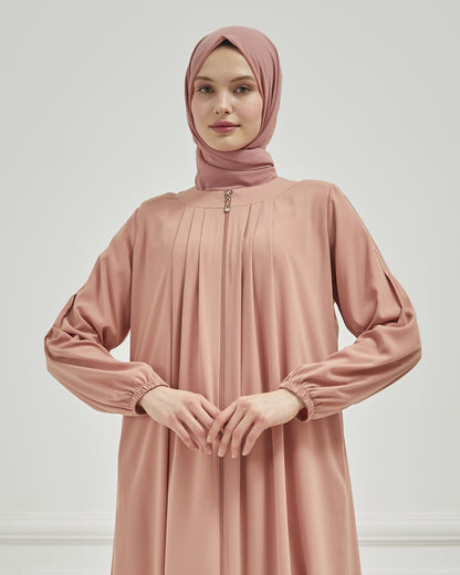 Önü Pileli Sade Ferace Pembe | 21043