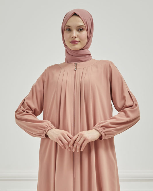 Önü Pileli Sade Ferace Pembe | 21043