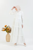 Kat Detaylı Bol Kesim Ferace Beyaz | 20682