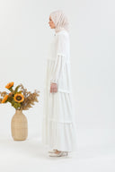 Kat Detaylı Bol Kesim Ferace Beyaz | 20682