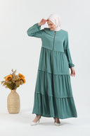 Kat Detaylı Bol Kesim Ferace Su Yeşili | 206815