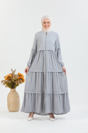 Kat Detaylı Bol Kesim Ferace Gri | 206824