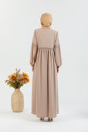 Önü ve Kolu Büzgülü Bileği Lastikli Geniş Kol Ferace Vizon | 206123