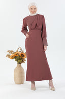 İnci Detaylı Tesettür Elbise Pembe | 30243