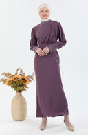 İnci Detaylı Tesettür Elbise Mor | 302412