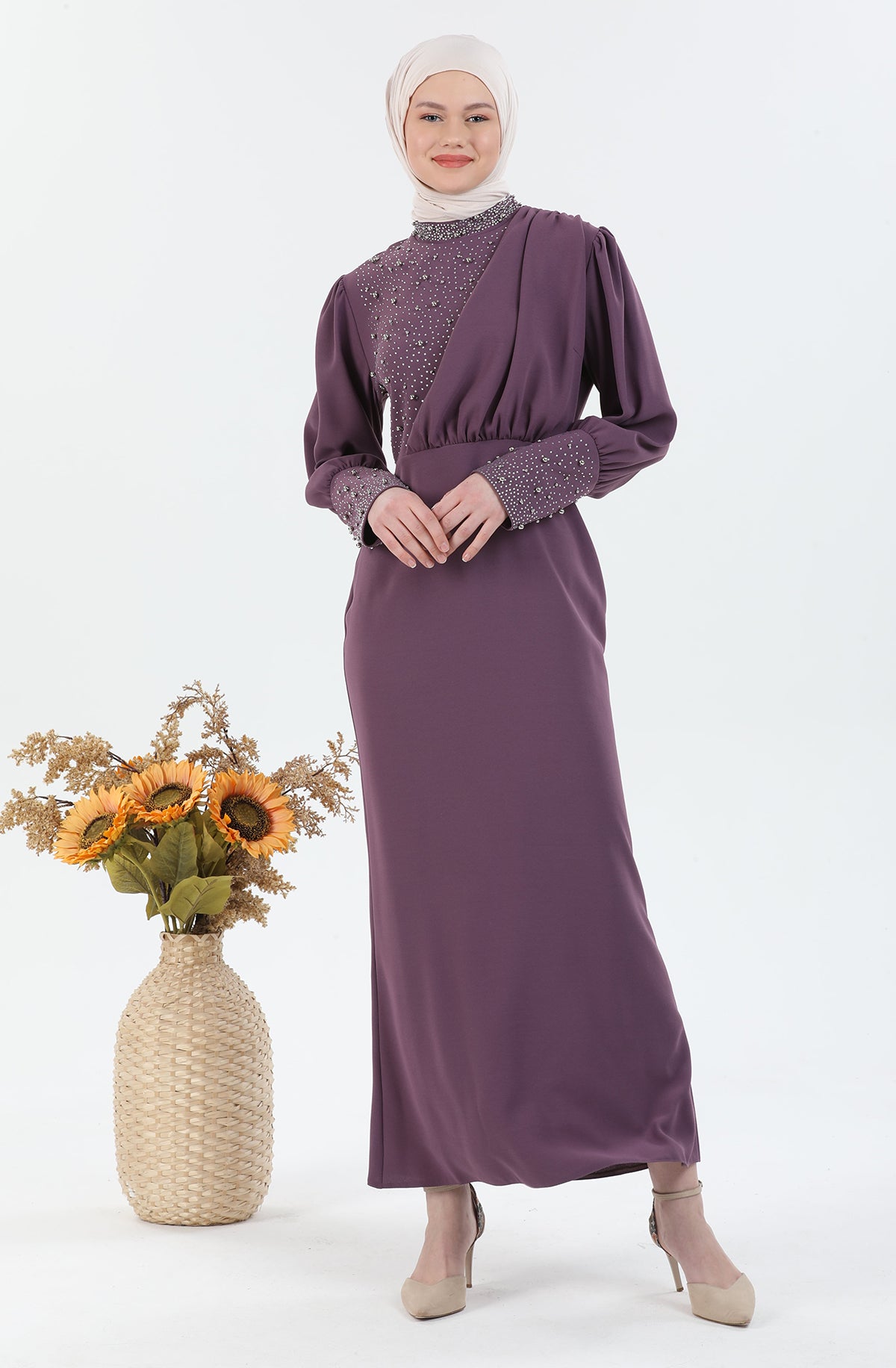 Robe Hijab détaillée Perle | 3024-12