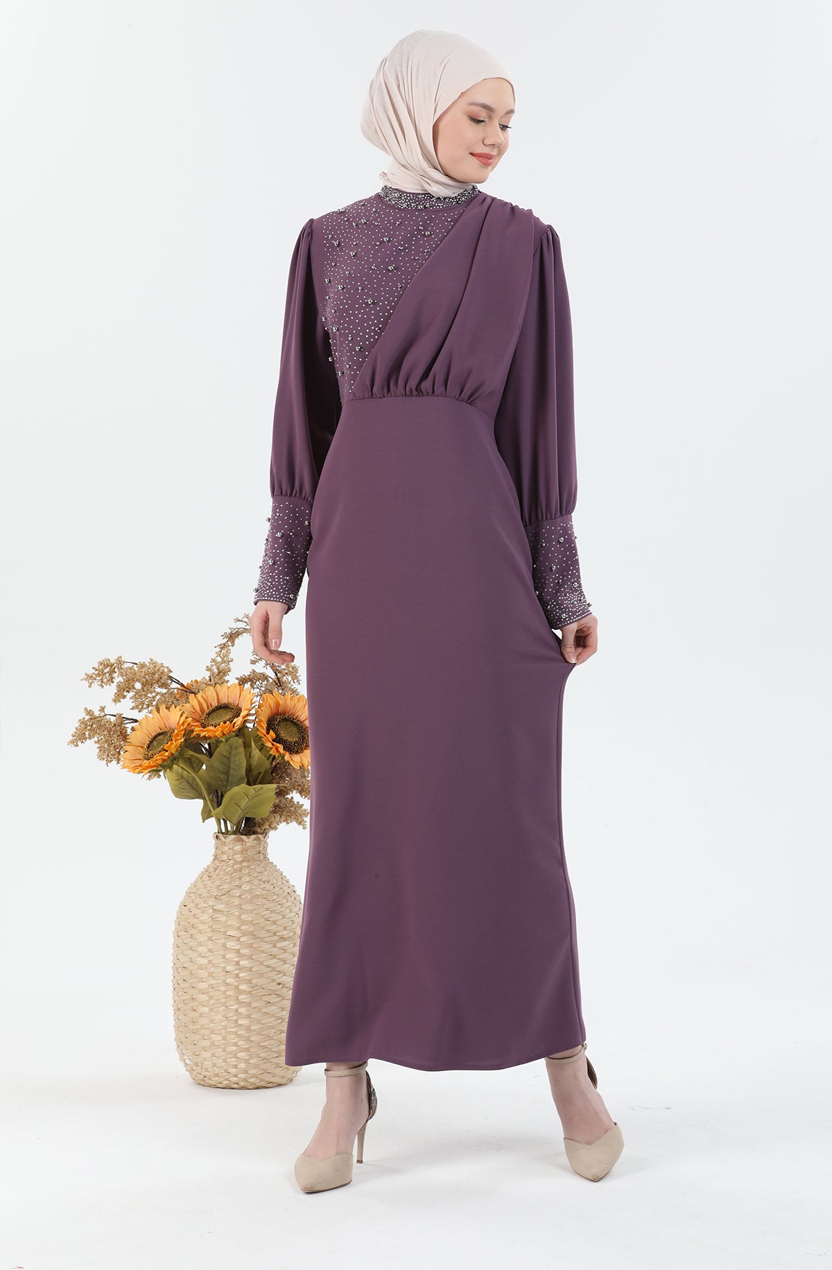 Robe Hijab détaillée Perle | 3024-12