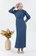 İnci Detaylı Tesettür Elbise İndigo | 30246