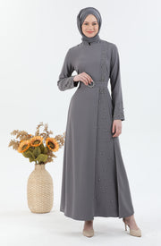 Robe Gris avec Ceinture | 3025-24