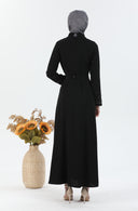 Beli Kuşaklı Tesettür Elbise Siyah | 30251