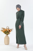 İnci Detaylı Tesettür Elbise Yeşil | 30249