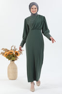 İnci Detaylı Tesettür Elbise Yeşil | 30249