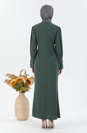 İnci Detaylı Tesettür Elbise Yeşil | 30249