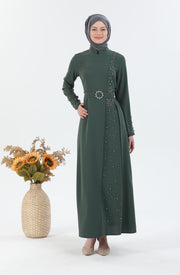 Robe ceinture verte | 3025-9