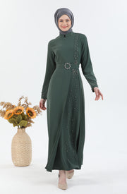Robe ceinture verte | 3025-9