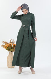 Robe ceinture verte | 3025-9