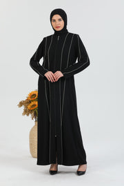 Abaya Noir  détaillée brodée | 2078-1 