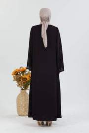  Abaya  Khaki Embroidered Sleeve| 2024-2-8