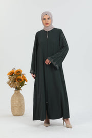  Abaya  Khaki Embroidered Sleeve| 2024-2-9