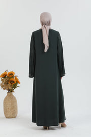  Abaya  Khaki Embroidered Sleeve| 2024-2-9