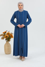 Abaya İndigo détaillée brodée | 2078-6