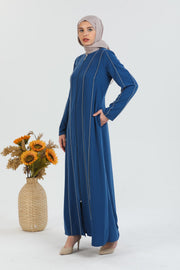 Abaya İndigo détaillée brodée | 2078-6