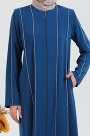Abaya İndigo détaillée brodée | 2078-6