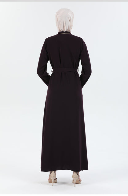 Abaya Kaki  avec détail Passepoil | 2067-0-9